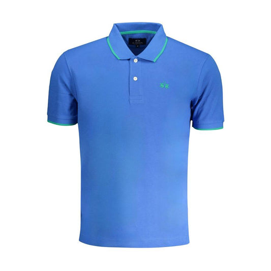 La Martina Blue Cotton Polo Shirt