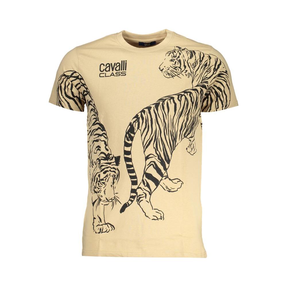 Cavalli Class Beige Cotton T-Shirt