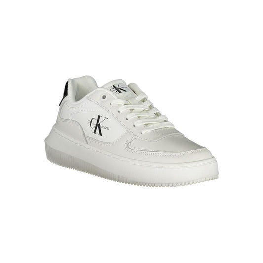 Calvin Klein Sleek White Lace-Up Sneakers with Contrast Details Calvin Klein