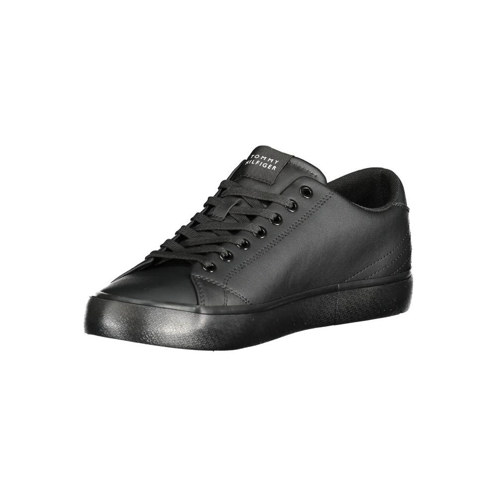 Tommy Hilfiger Black Leather Men Sneaker Tommy Hilfiger