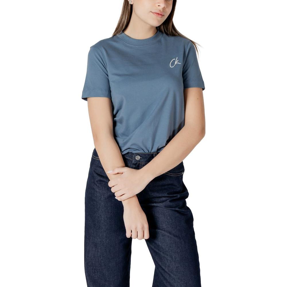 Calvin Klein Jeans Blue Cotton Rigenerato Tops & T-Shirt Calvin Klein Jeans