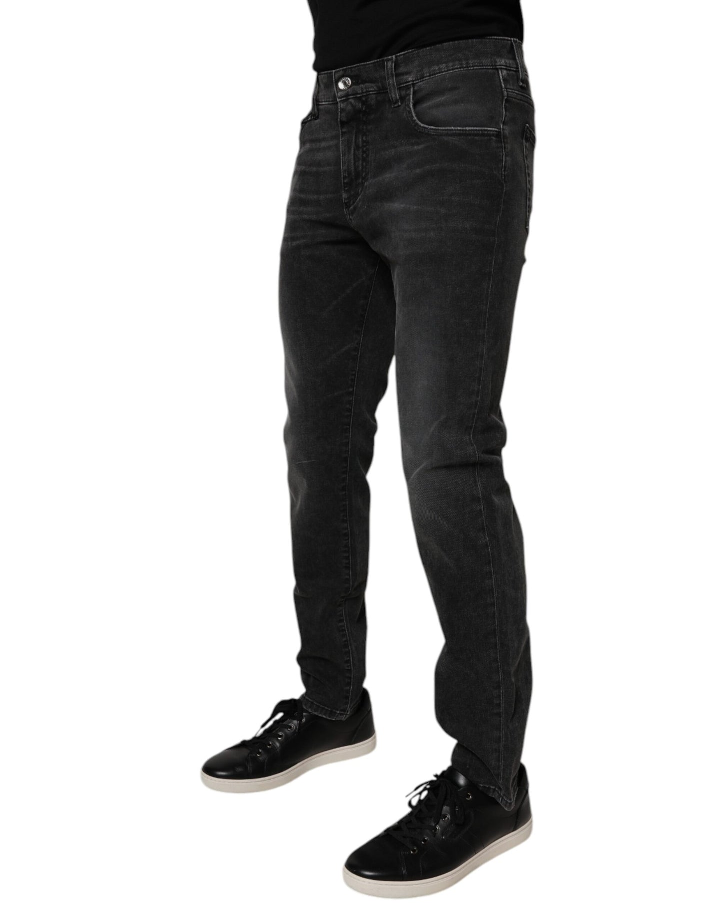 Dolce & Gabbana Black Cotton Stretch Skinny Men Denim Jeans Dolce & Gabbana