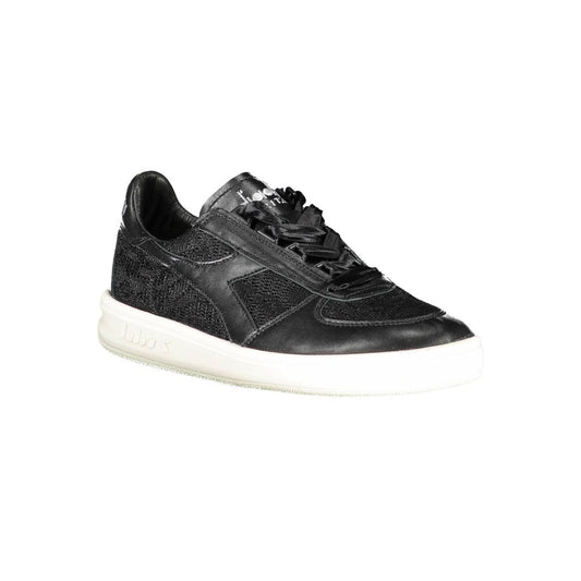 Diadora Black Leather Women Sneaker Diadora