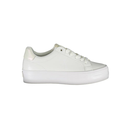 Calvin Klein Sleek White Lace-Up Sneakers with Contrast Detail Calvin Klein