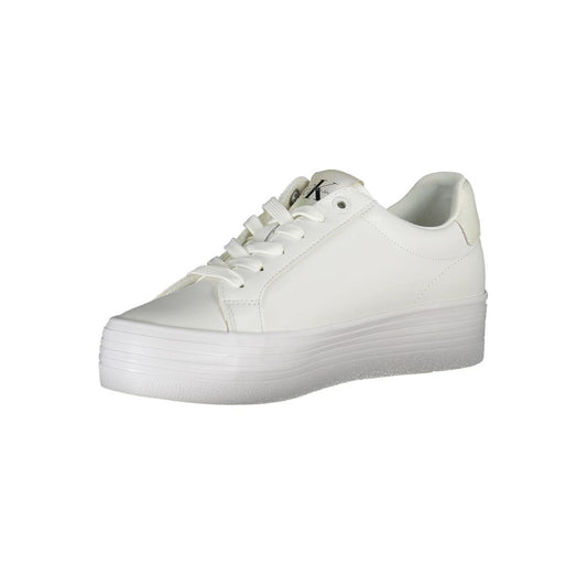 Calvin Klein Sleek White Lace-Up Sneakers with Contrast Detail Calvin Klein