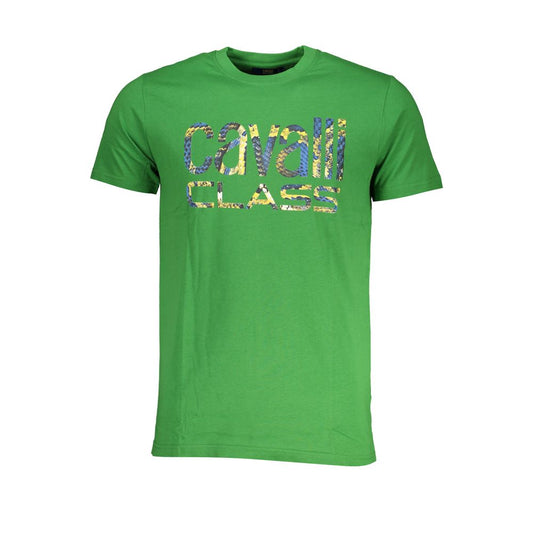 Cavalli Class Green Cotton T-Shirt Cavalli Class