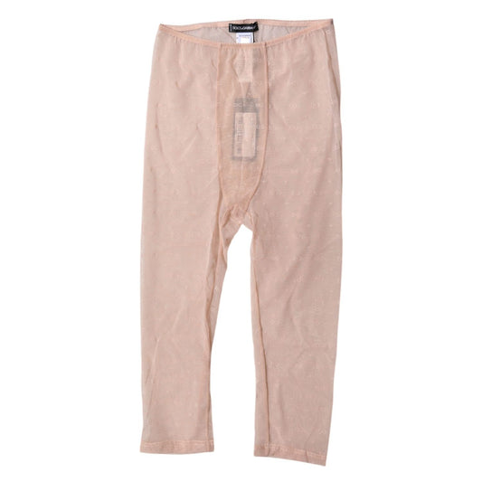 Dolce & Gabbana Beige Logo Lace Lingerie Cropped Tights Underwear