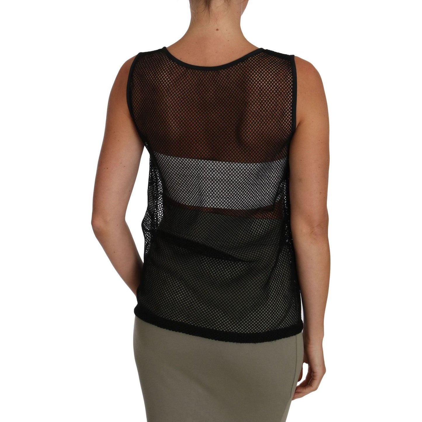 Dolce & Gabbana Elegant Black Mesh Sleeveless Blouse Top Dolce & Gabbana