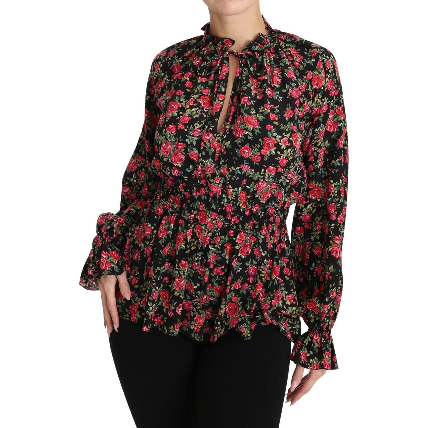 Dolce & Gabbana Elegant Black Floral Silk Shirt Dolce & Gabbana