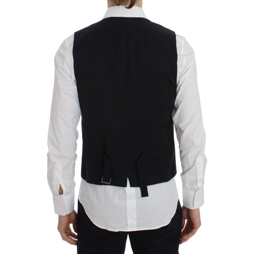 Dolce & Gabbana Elegant Gray Striped Wool Vest Dolce & Gabbana