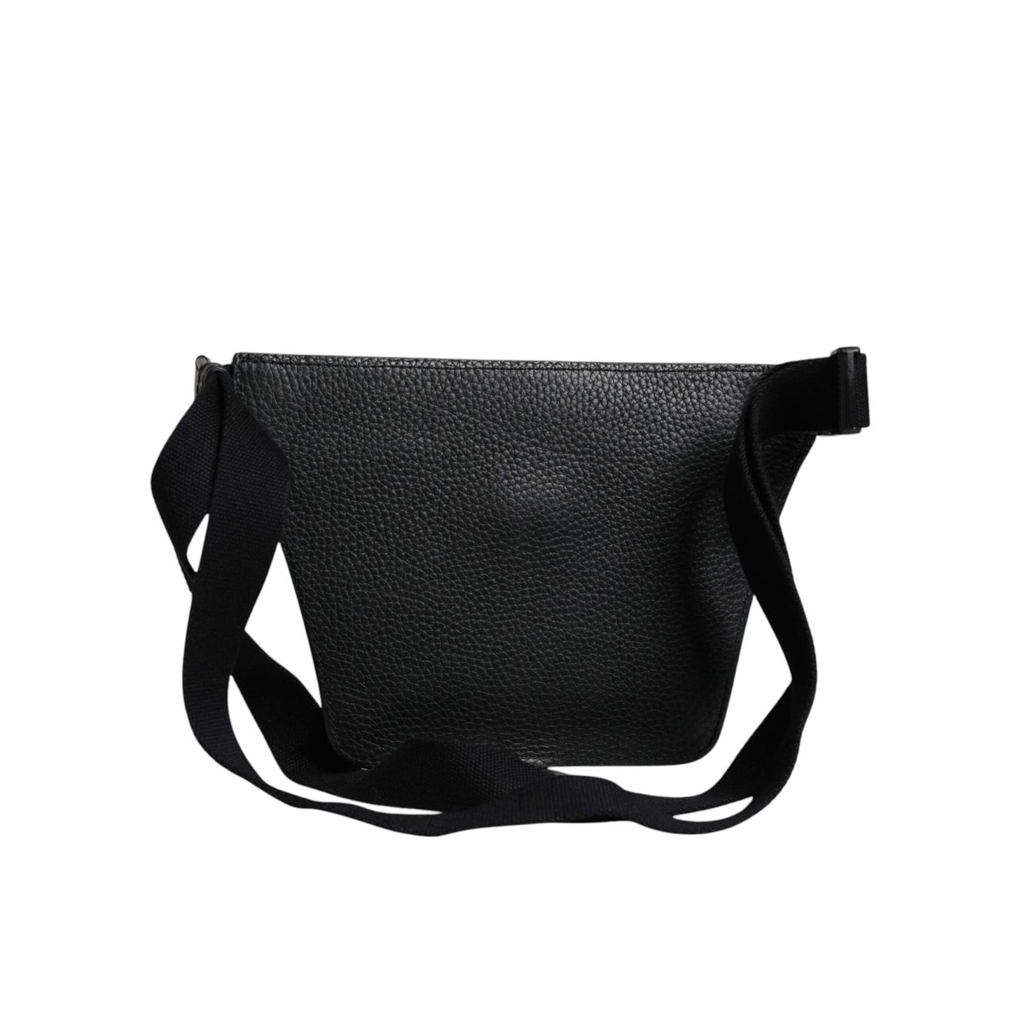 Dolce & Gabbana Black Calfskin Logo Plaque Belt Waist Men Fanny Pack Bag