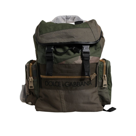 Dolce & Gabbana Military Green Patchwork Travel Backpack Bag