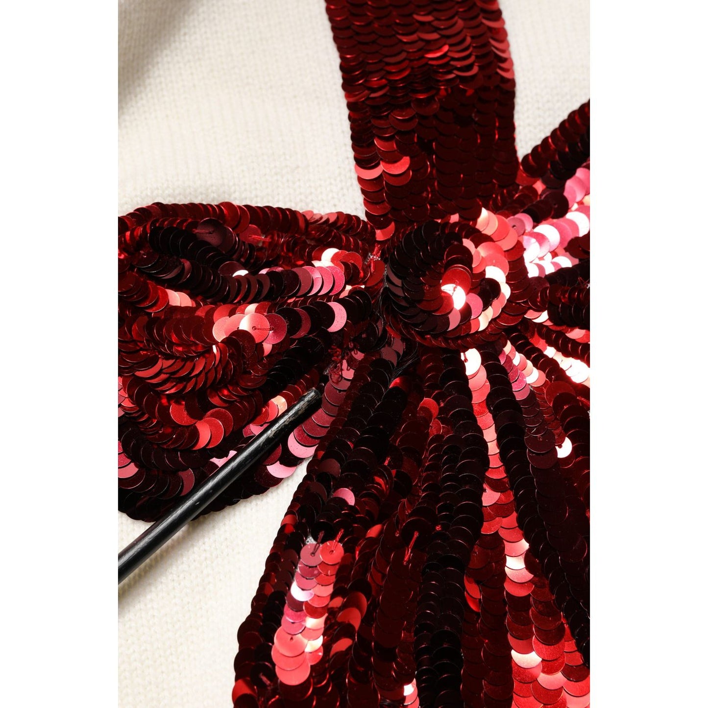 Dolce & Gabbana White Sequined Crew Neck Pullover Sweater