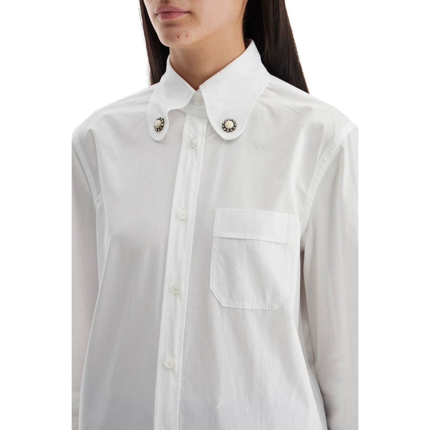 Valentino Garavani structured collar white optical long sleeve cotton shirt Topwear Valentino Garavani