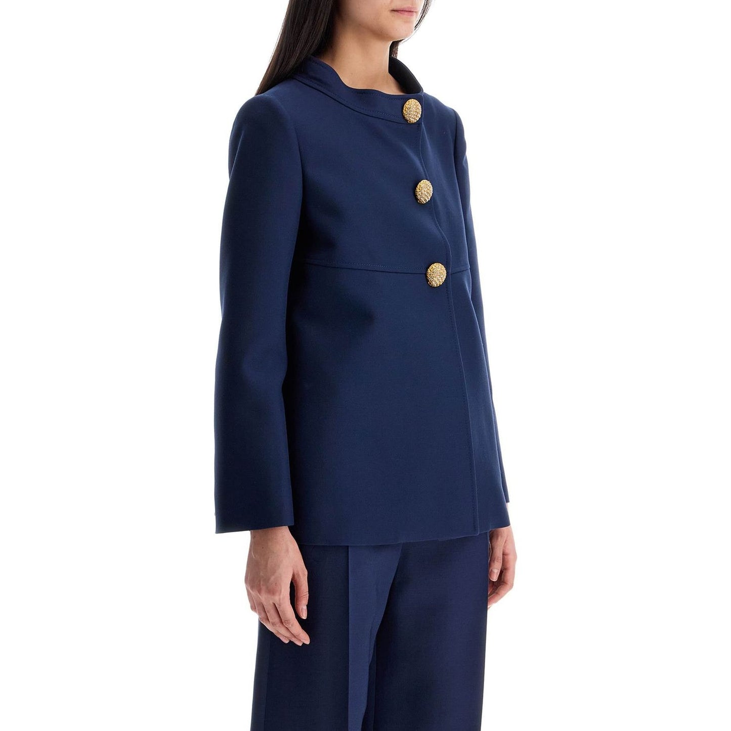 Valentino Garavani slim indigo silk jacket with golden buttons Jackets Valentino Garavani