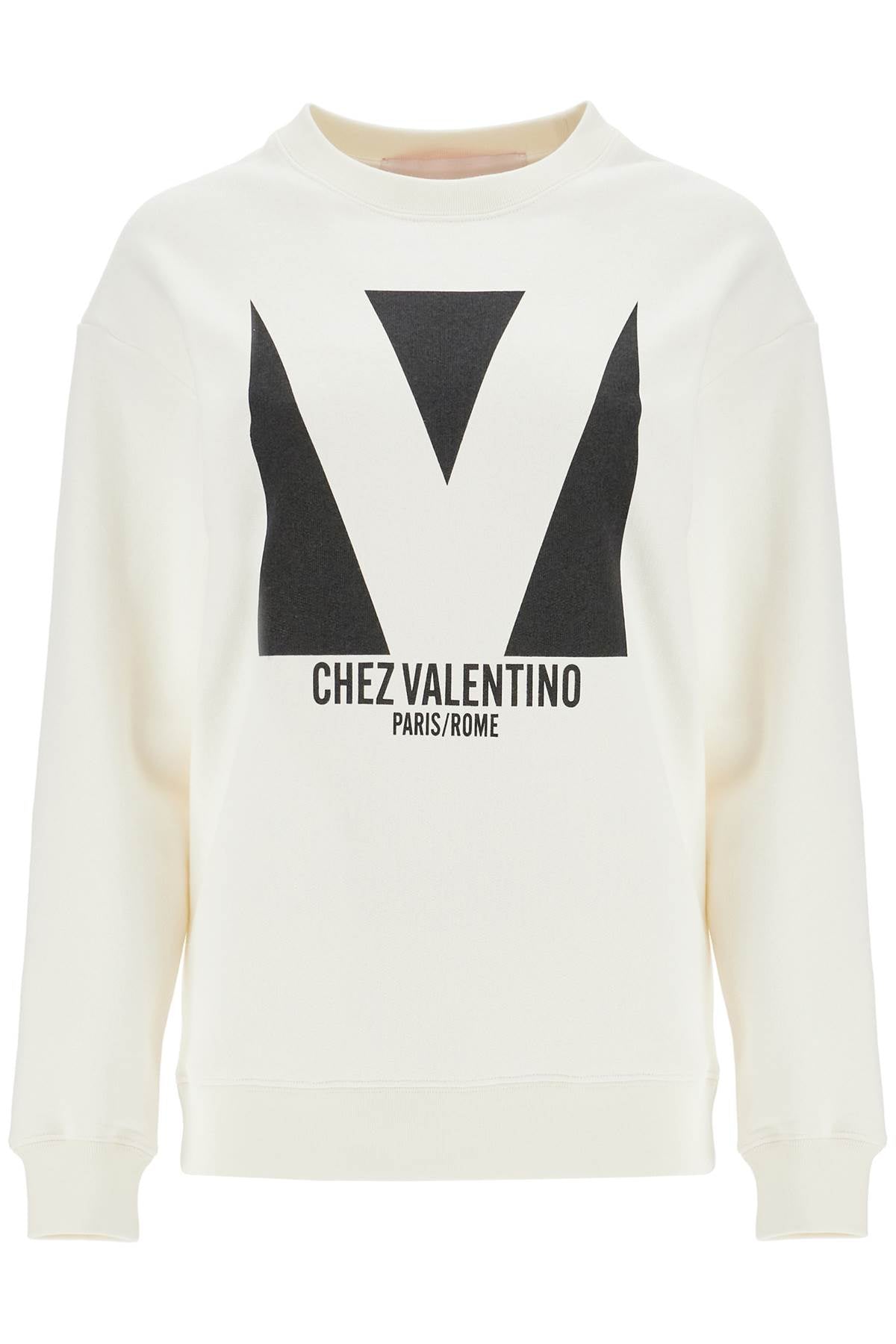 Valentino Garavani ivory cotton sweatshirt with bold stylized logo Topwear Valentino Garavani