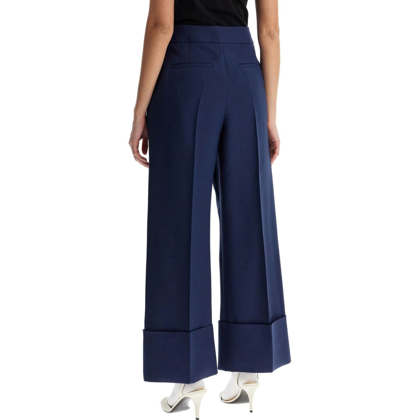 Valentino Garavani high-waisted wide leg pants in silk and wool indigo Trousers Valentino Garavani