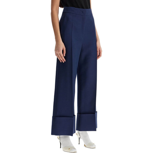 Valentino Garavani high-waisted wide leg pants in silk and wool indigo Trousers Valentino Garavani