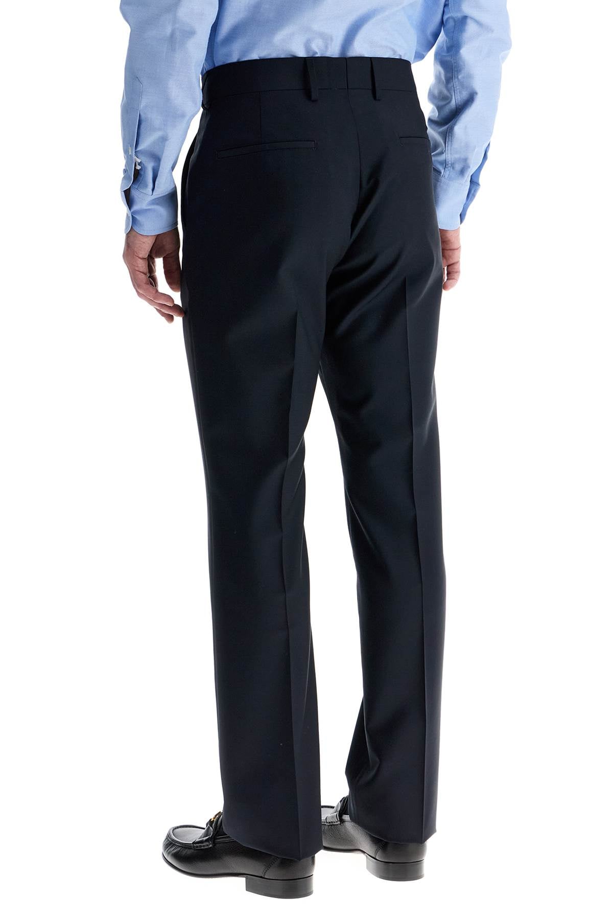 Valentino Garavani dark blue wool elegant pants regular fit with pleats Trousers Valentino Garavani