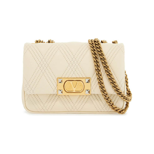 Valentino Garavani small shoulder bag in leather with golden chain butter white Handbag Valentino Garavani