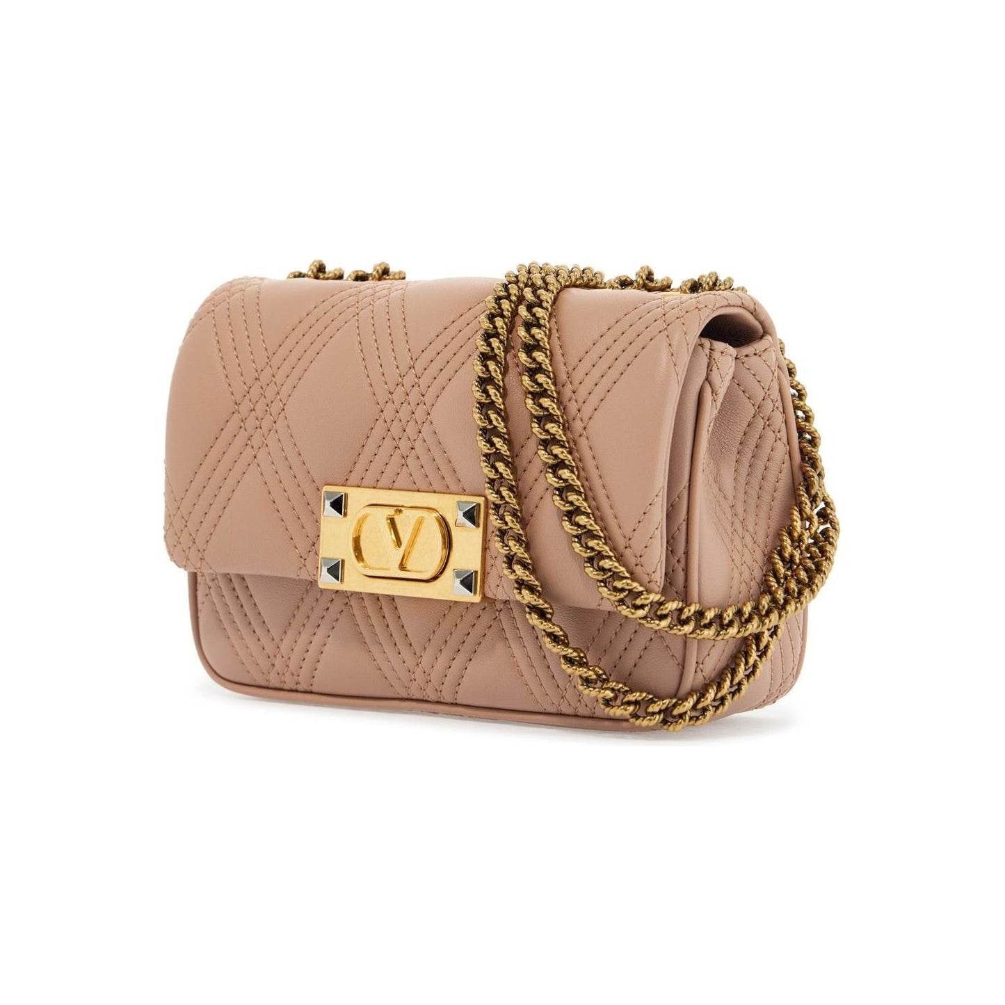 Valentino Garavani small shoulder bag in cinnamon pink with diamond pattern Handbag Valentino Garavani