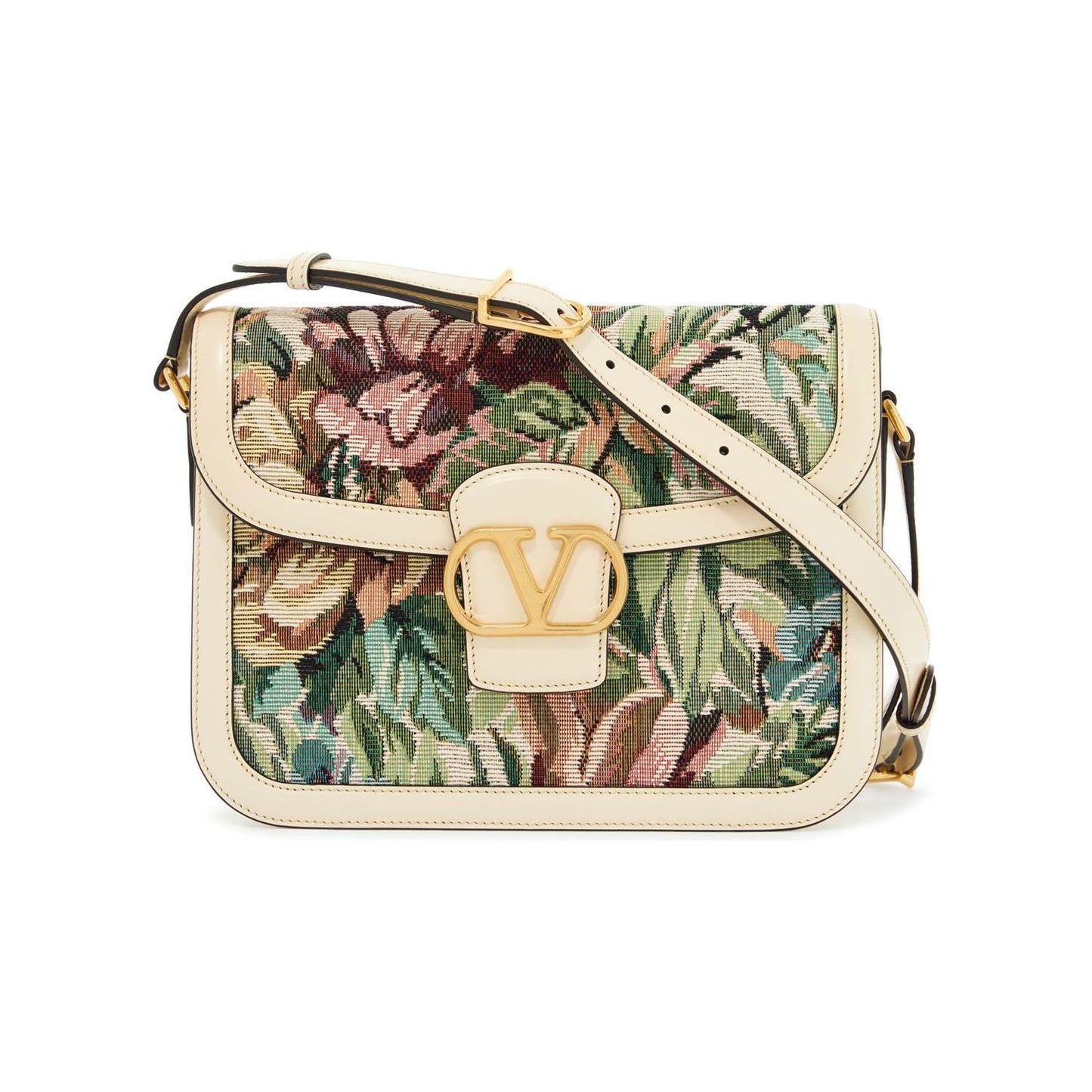 Valentino Garavani multicolored floral shoulder bag in butter white leather Handbag Valentino Garavani