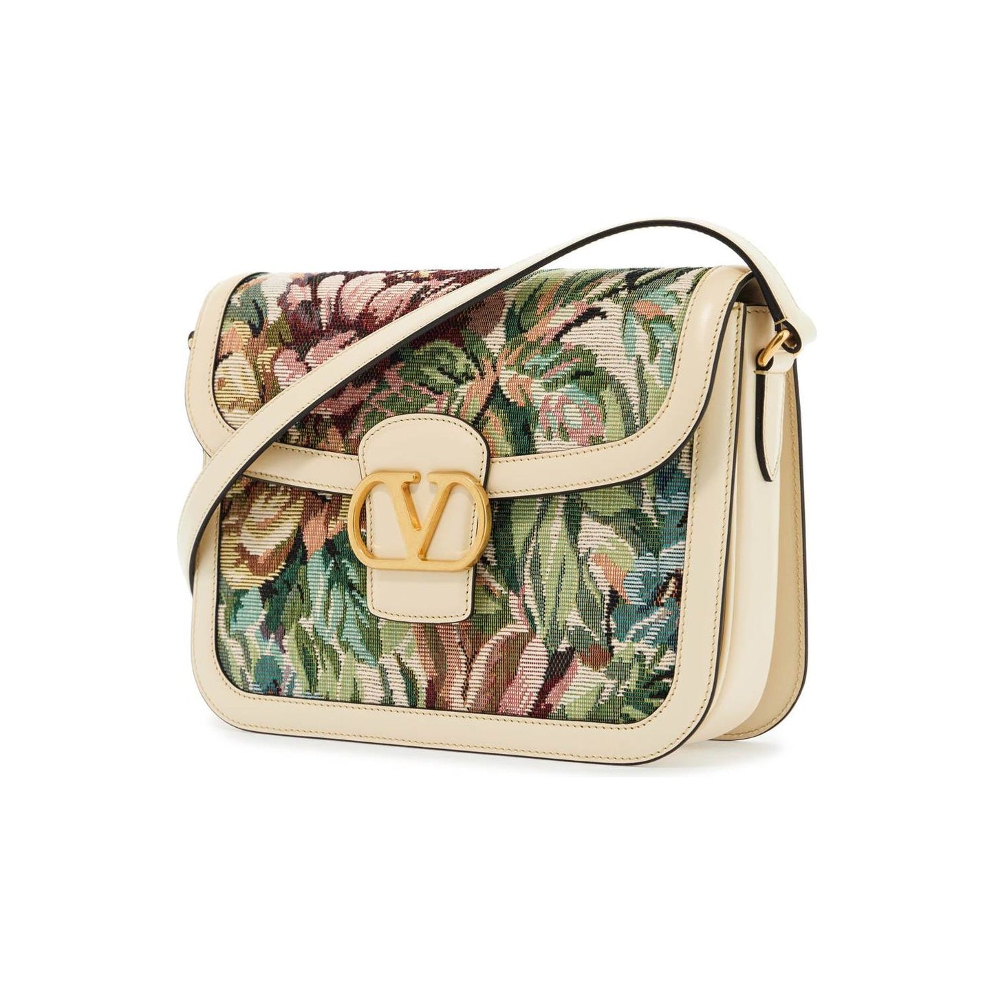 Valentino Garavani multicolored floral shoulder bag in butter white leather Handbag Valentino Garavani