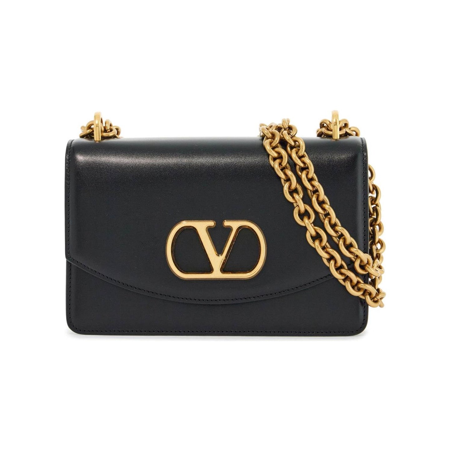 Valentino Garavani borsa a spalla small in pelle nera con catena dorata Handbag Valentino Garavani