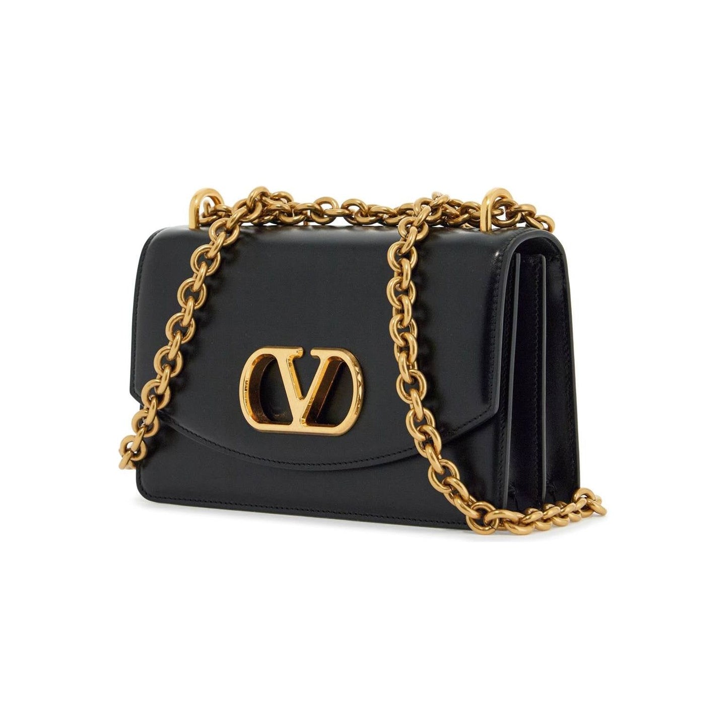 Valentino Garavani borsa a spalla small in pelle nera con catena dorata Handbag Valentino Garavani