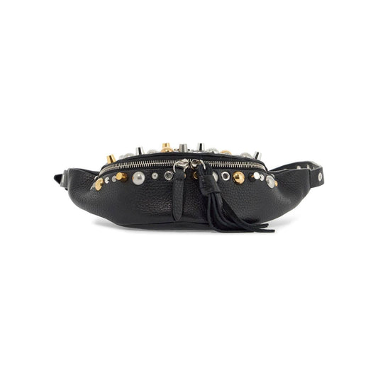 Valentino Garavani black leather belt bag with studs and shoulder strap Belt bags Valentino Garavani