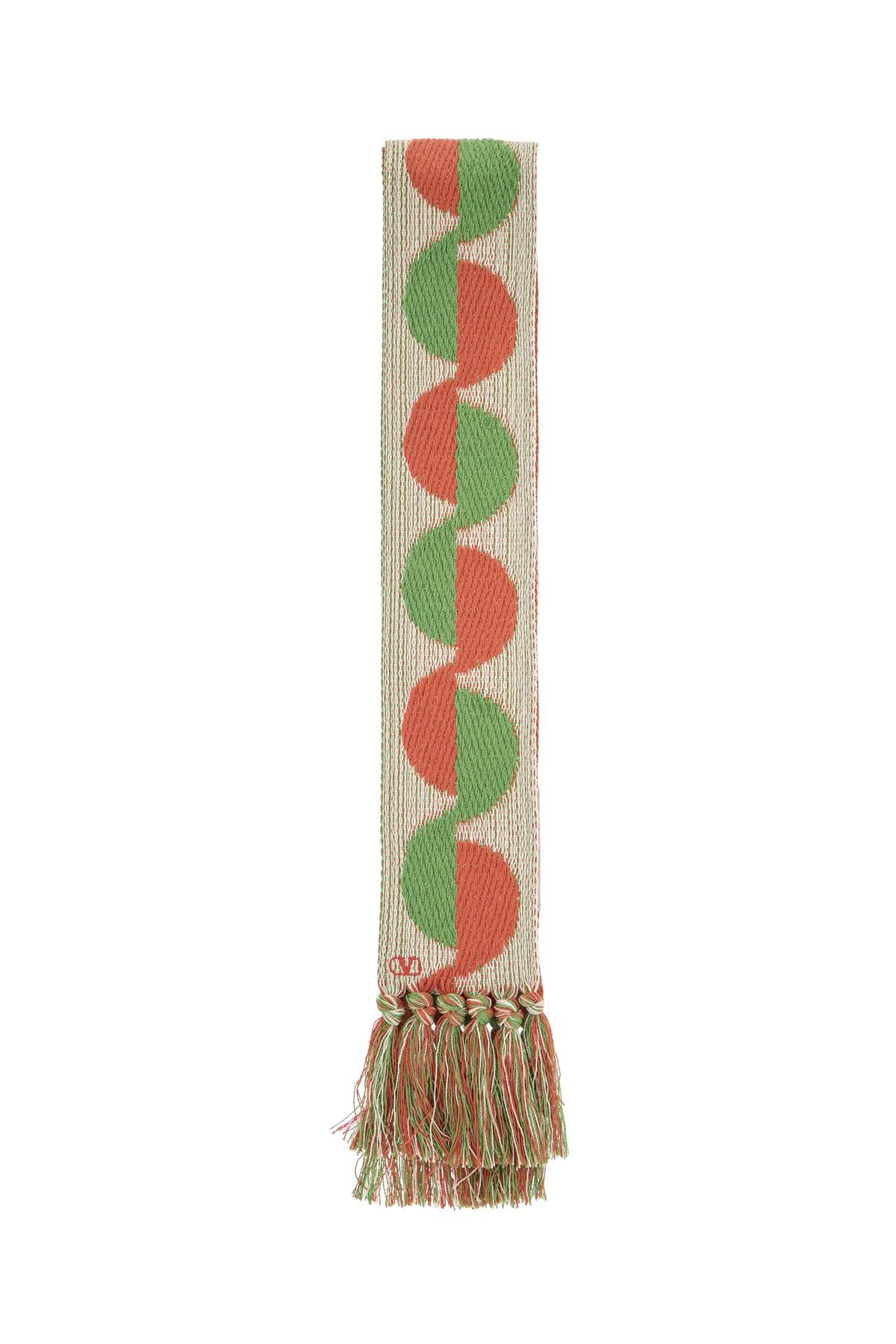 Valentino Garavani ivory orange green patterned scarf with fringes spring summer Scarves Hats & Gloves Valentino Garavani