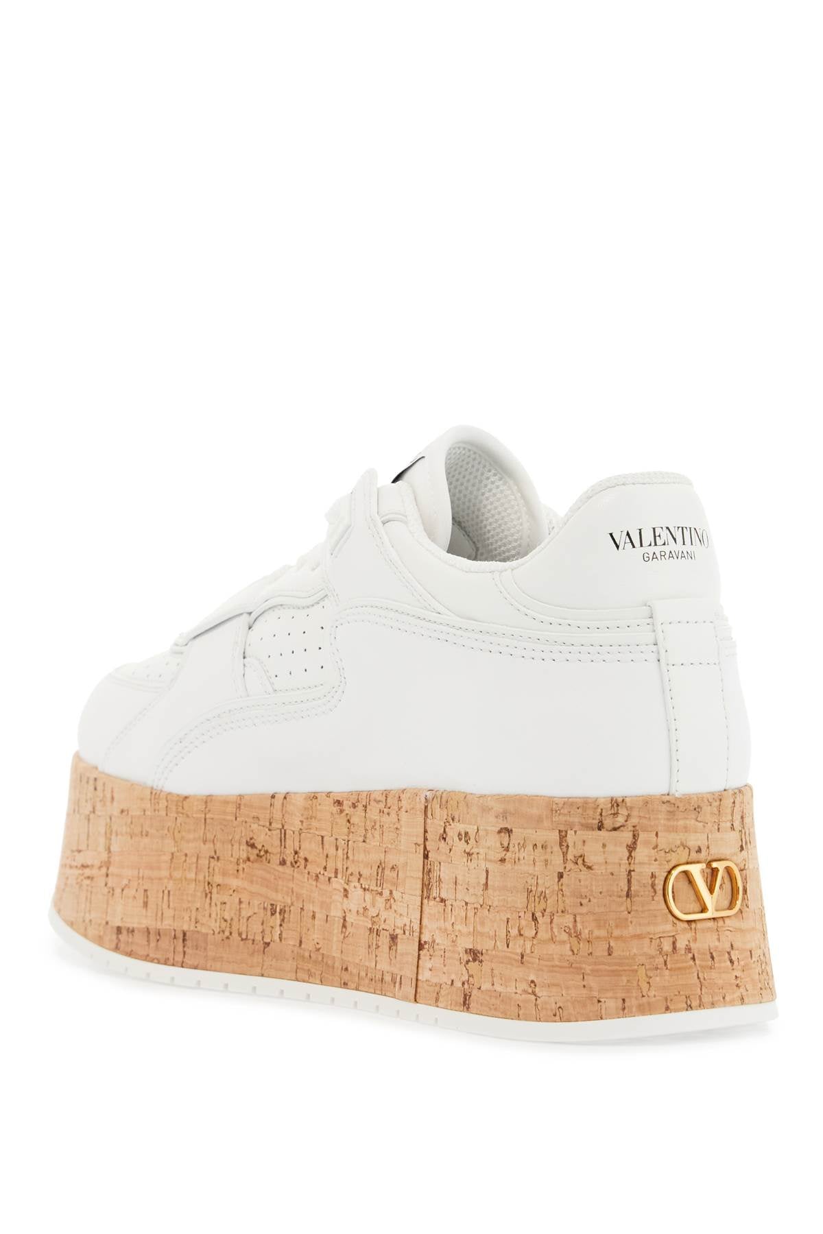 Valentino Garavani sneaker with cork sole and white leather perforated details Sneakers Valentino Garavani