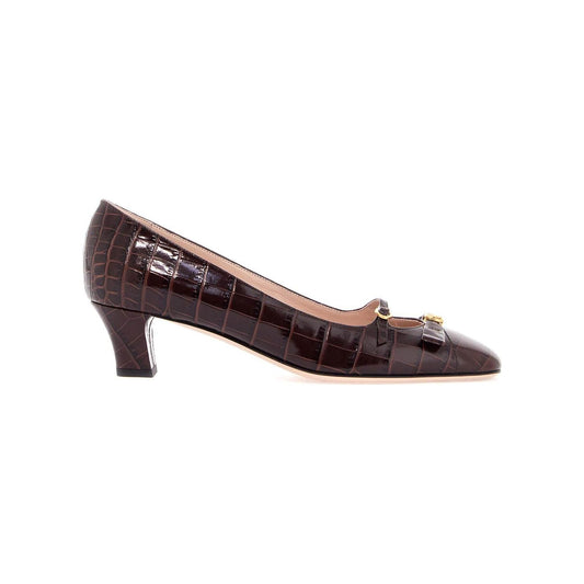 Valentino Garavani brown crocodile effect calfskin pumps with bow and medium heel Pumps Valentino Garavani