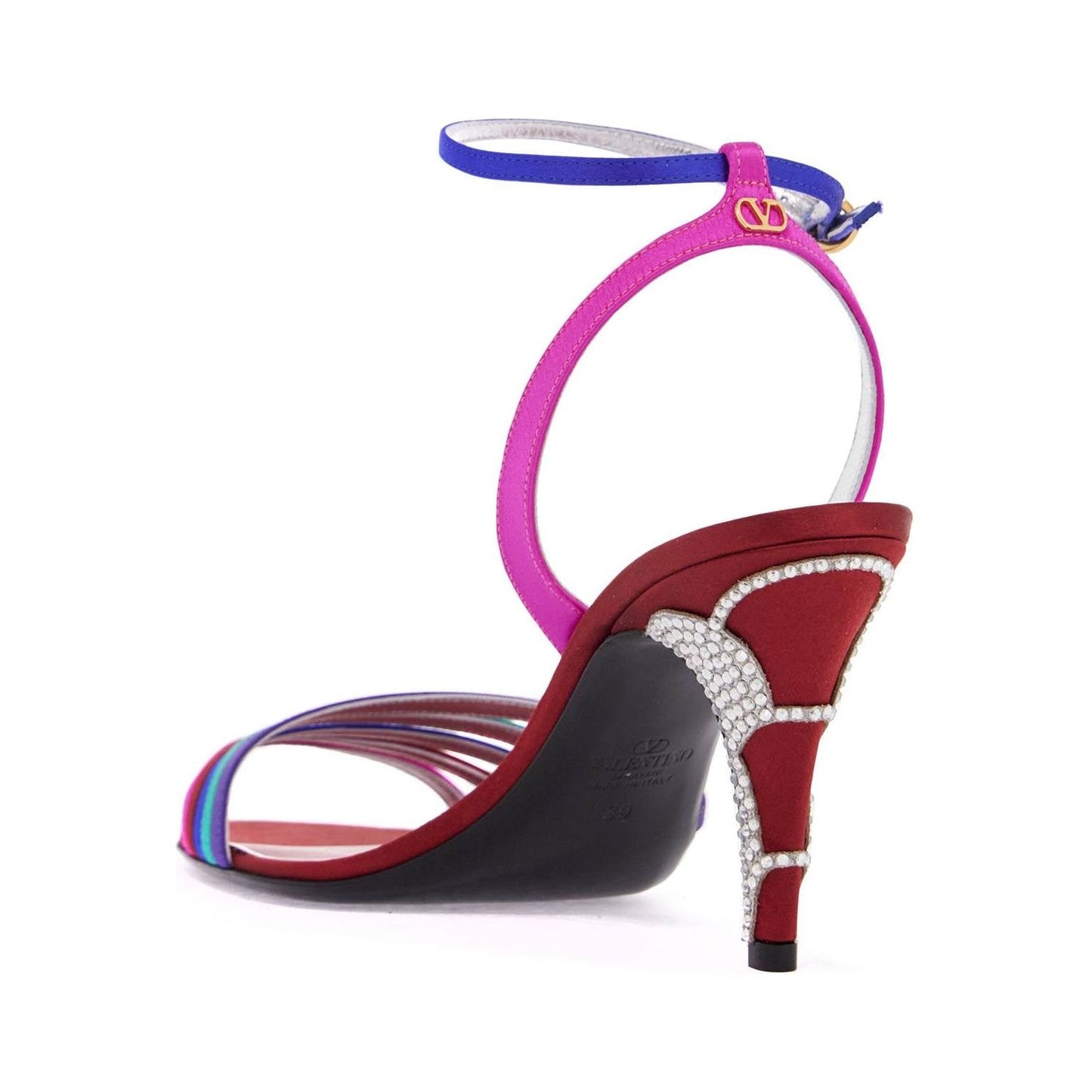 Valentino Garavani multicolor high heel sandals with strass in calfskin and red sole Sandals Valentino Garavani