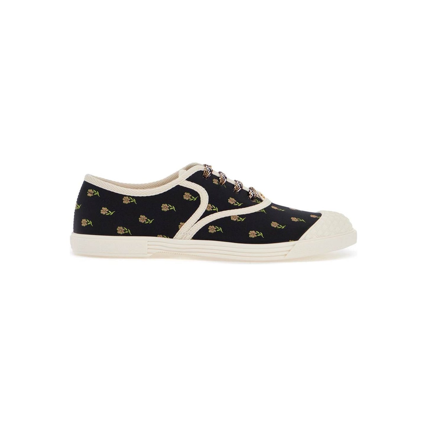 Valentino Garavani black cotton sneakers with floral pattern and rubber sole Sneakers Valentino Garavani