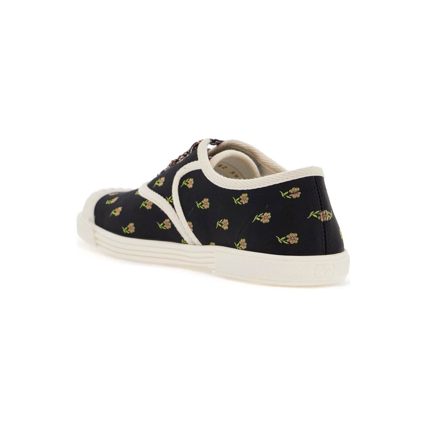 Valentino Garavani black cotton sneakers with floral pattern and rubber sole Sneakers Valentino Garavani