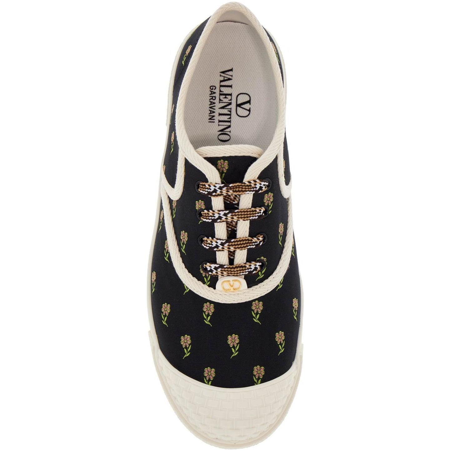 Valentino Garavani black cotton sneakers with floral pattern and rubber sole Sneakers Valentino Garavani