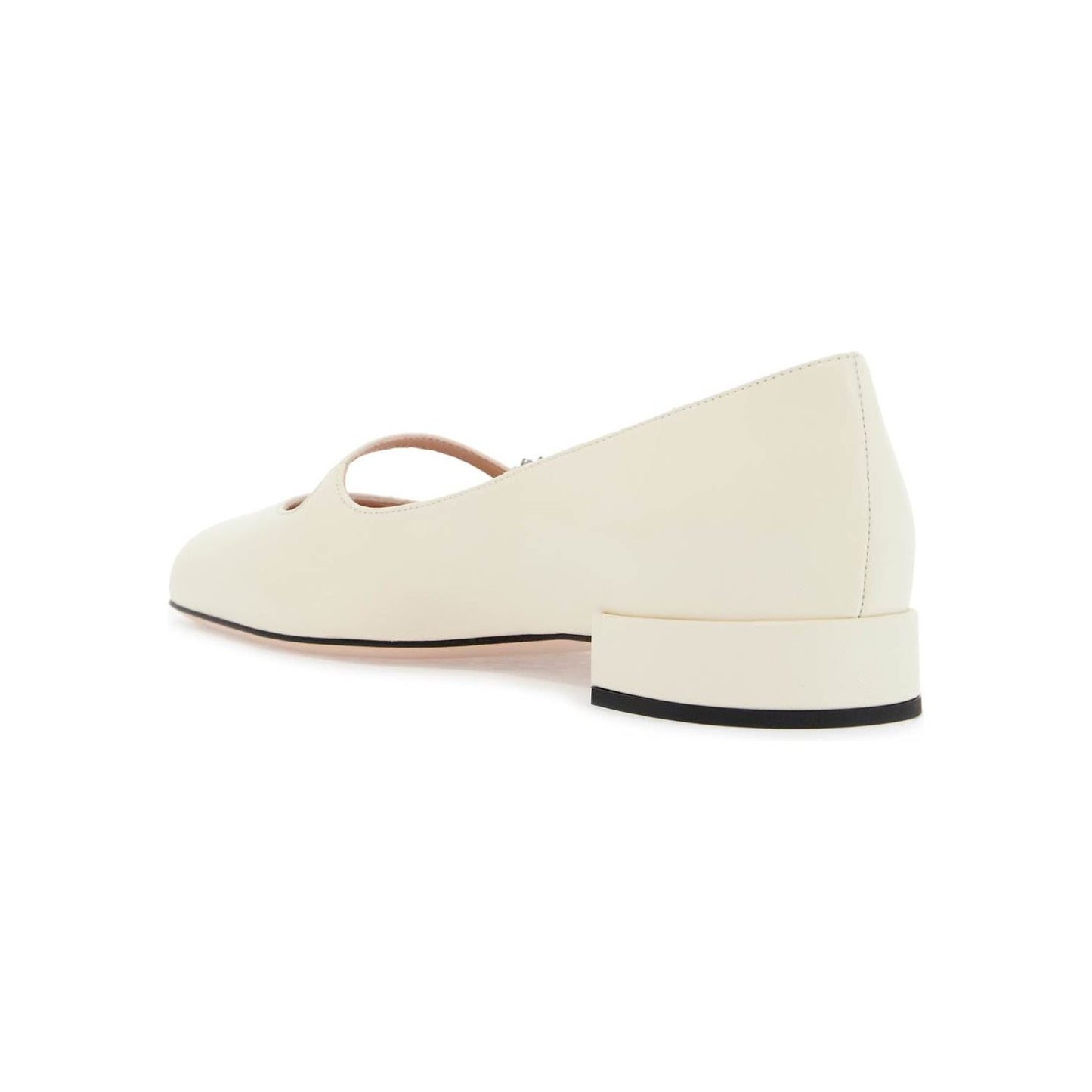 Valentino Garavani ivory kid leather ballerinas with crystal flower Flat Shoes Valentino Garavani