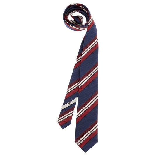 Valentino Garavani dark blue silk tie with diagonal bordeaux and white stripes Other Valentino Garavani