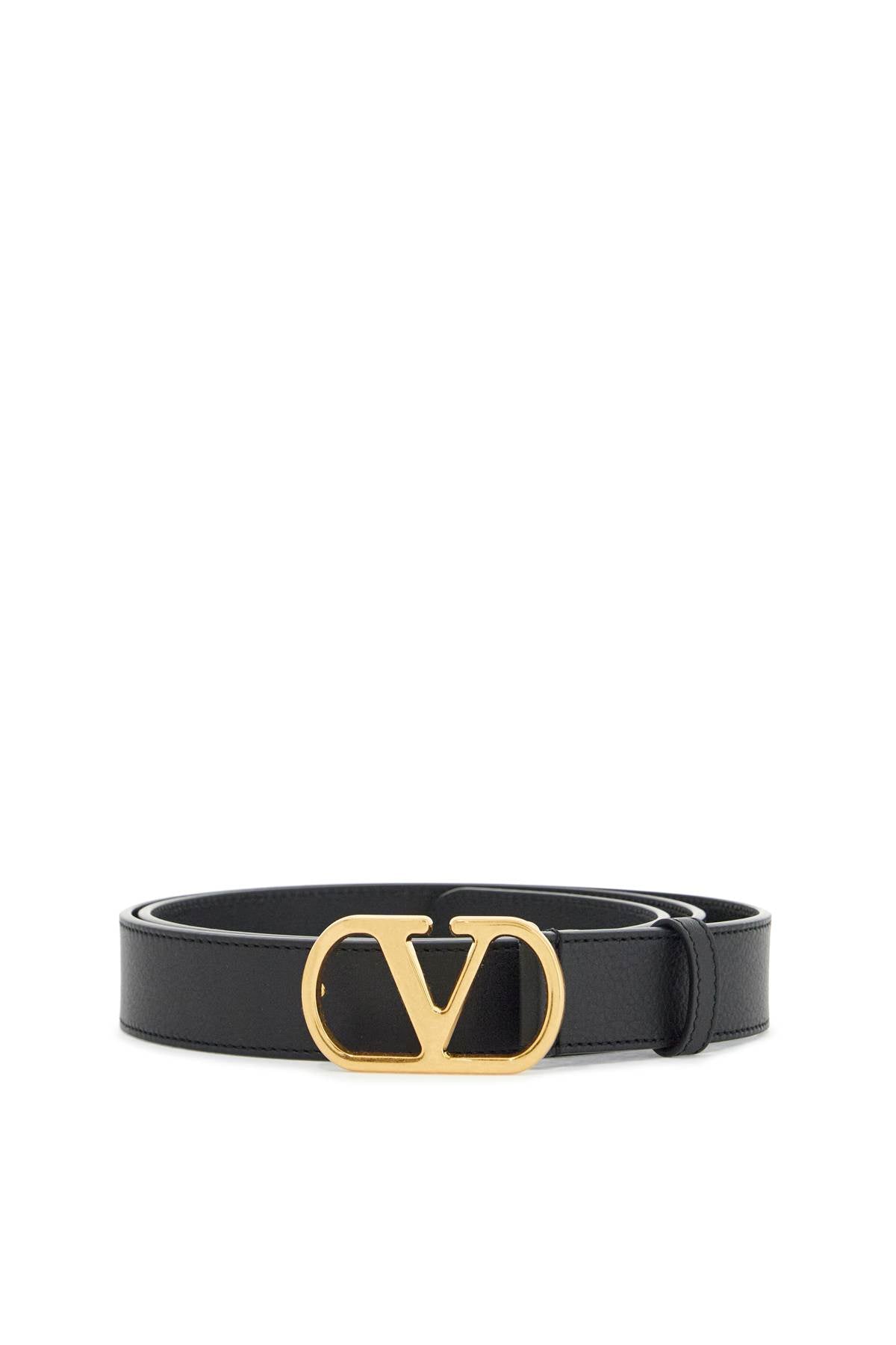 Valentino Garavani elegant black leather belt with gold buckle 30 mm Belts Valentino Garavani