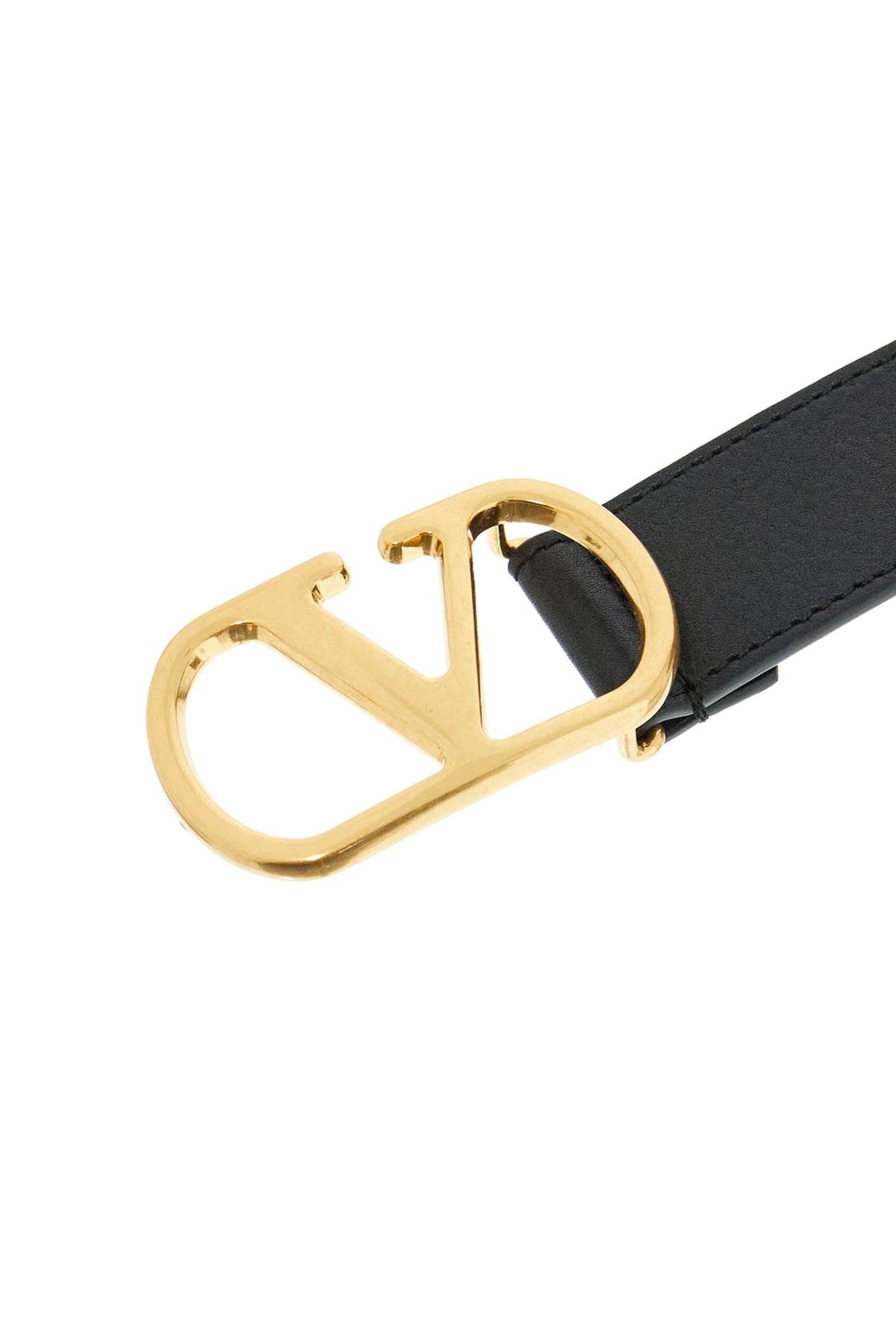 Valentino Garavani elegant black leather belt with gold buckle 30 mm Belts Valentino Garavani