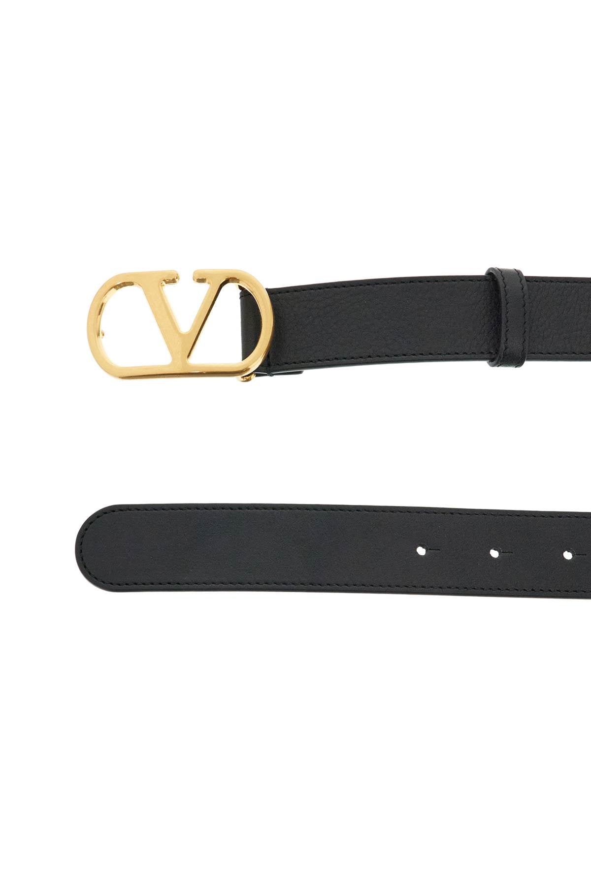 Valentino Garavani elegant black leather belt with gold buckle 30 mm Belts Valentino Garavani