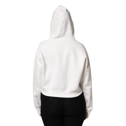 Dolce & Gabbana Ivory Cotton Printed Hooded Pullover Sweater