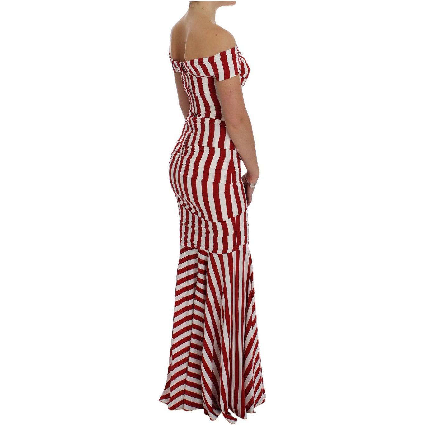 Dolce & Gabbana Elegant Red and White Striped Silk Bodycon Dress Dolce & Gabbana