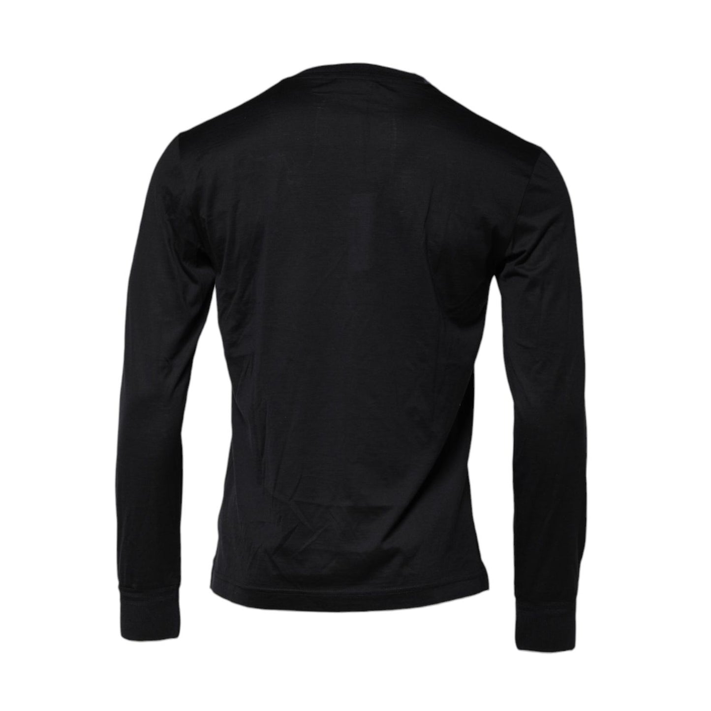 Dolce & Gabbana Dark Blue Silk Crew Neck Men Pullover Sweater