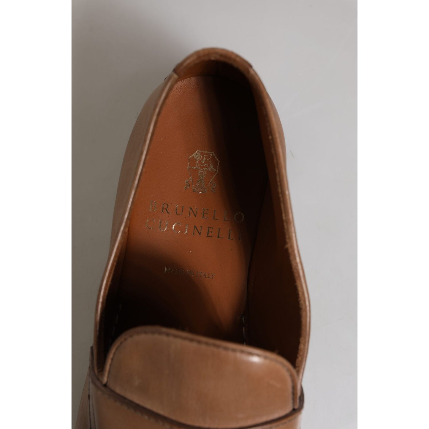 Brunello Cucinelli Brown Leather Loafer Dress Formal Shoes