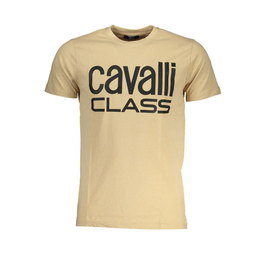 Cavalli Class Beige Cotton Mens T-Shirt