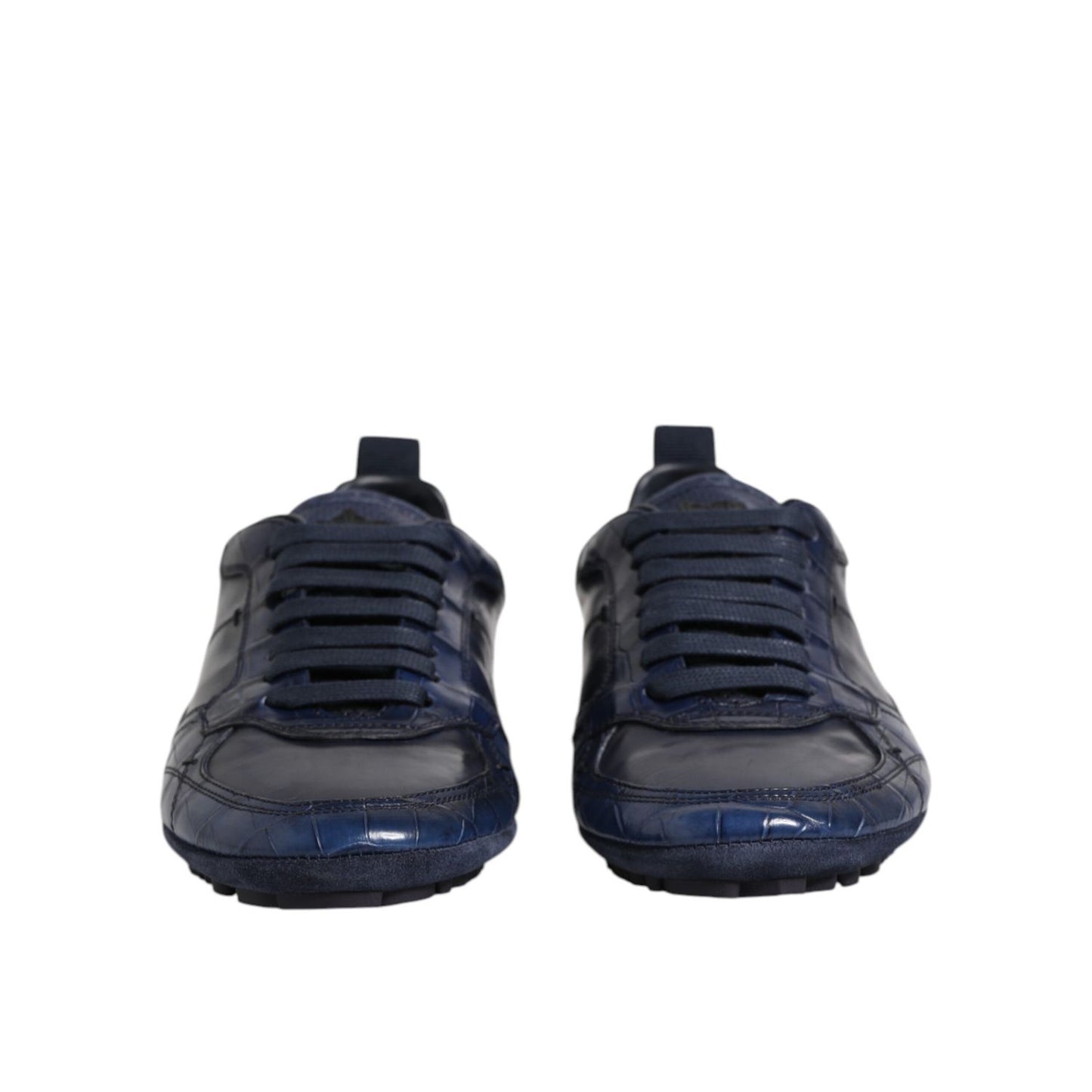 Dolce & Gabbana Dark Blue Leather Low Top Men Sneakers Shoes