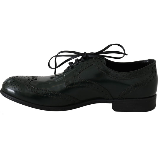 Dolce & Gabbana Elegant Green Brogues Oxford Wingtip Flats Dolce & Gabbana