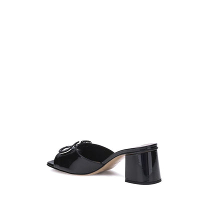 Valentino Garavani Black Calf Leather Bos Taurus Flat Sandals